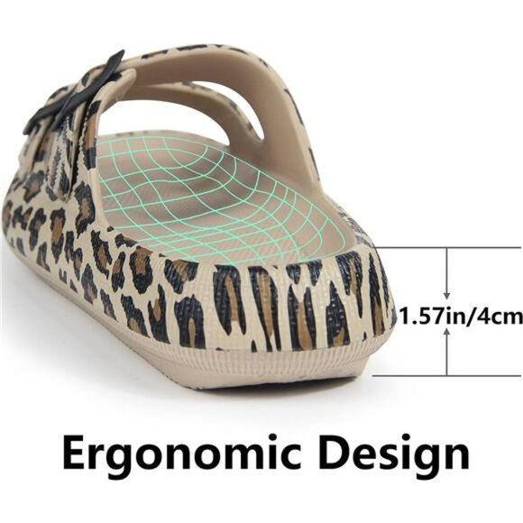 Double Buckle EVA Pillow Slides Waterproof Sandals Comfort Slip On Shoes - Picture 3 of 7